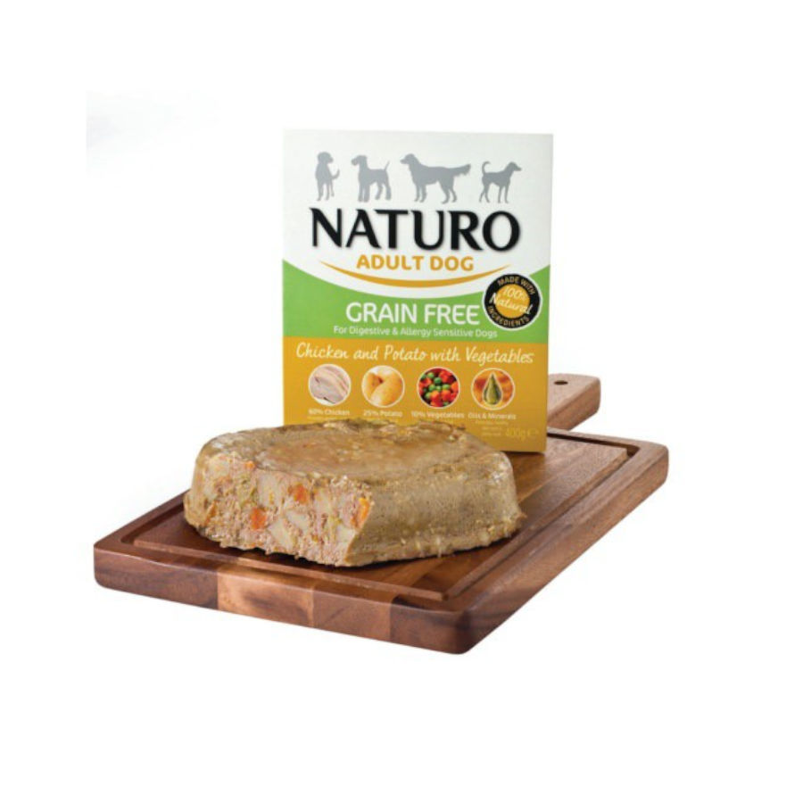 400 g Naturo Adult Grain Free Frango com Batatas terrina para cães