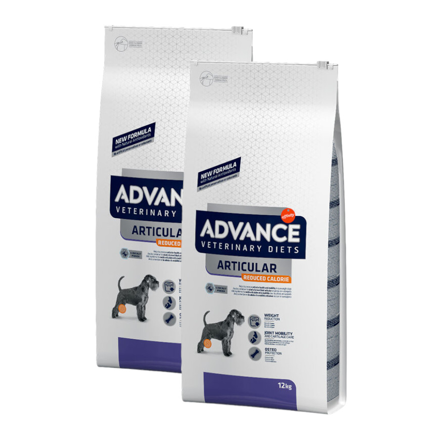 2 x 12 kg Advance Veterinary Diets Articular Reduced Calories Frango ração para cães Pack poupança!
