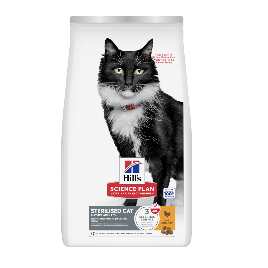 1.5 kg Hill's Mature Adult Science Plan Sterilised Frango ração para gatos
