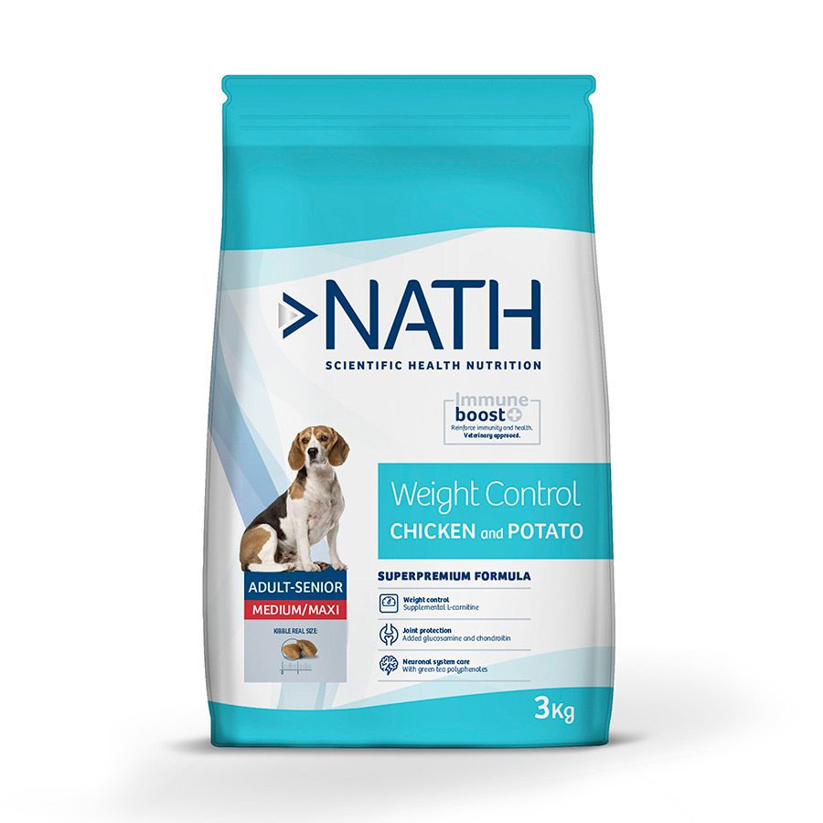 3 kg Nath Adult Medium Maxi Weight Control Frango ração para cães