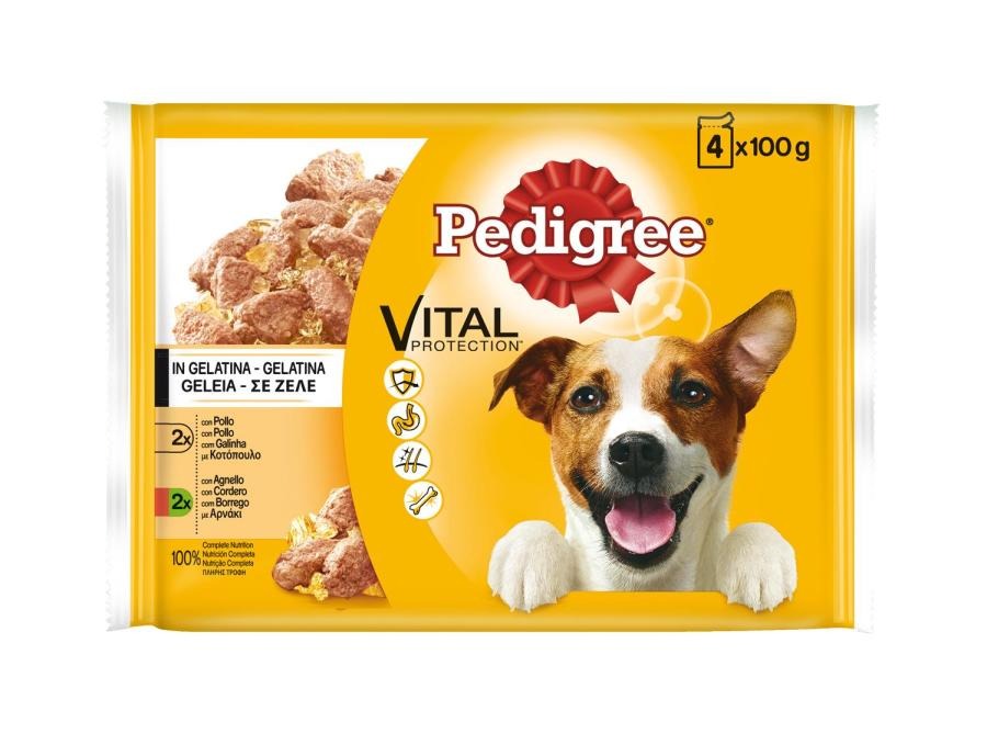 24 saquetas x 100 g Pedigree Frango e Cordeiro Geleia em Saquinho para Cães Pack poupança!