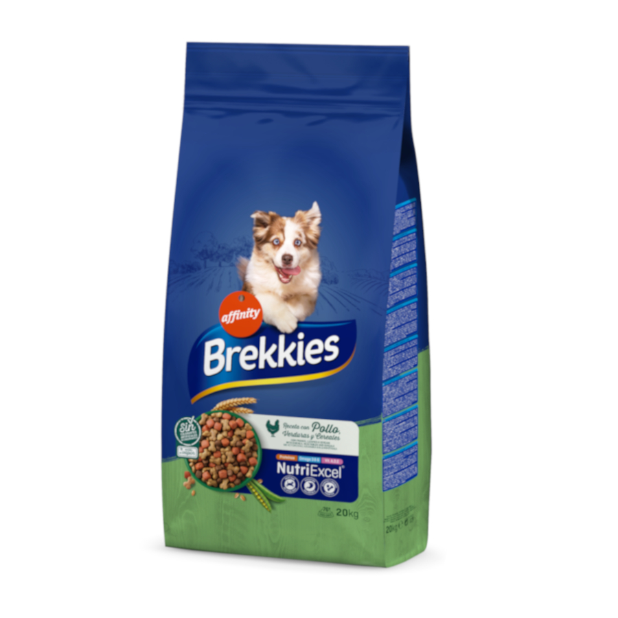 2 x 20 kg Affinity Brekkies Frango ração para cães Pack poupança!
