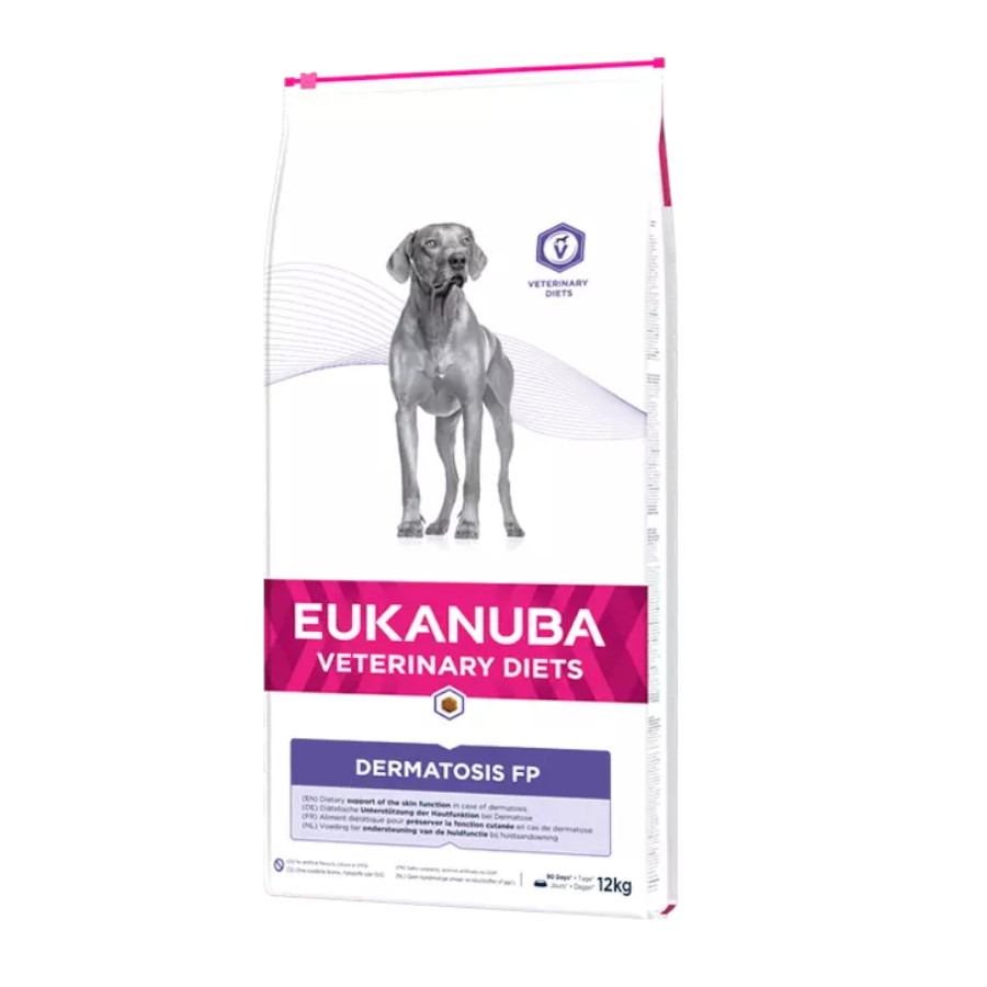 2 x 12 kg Eukanuba Veterinary Diets Dermatosis FP ração para cães Pack poupança!