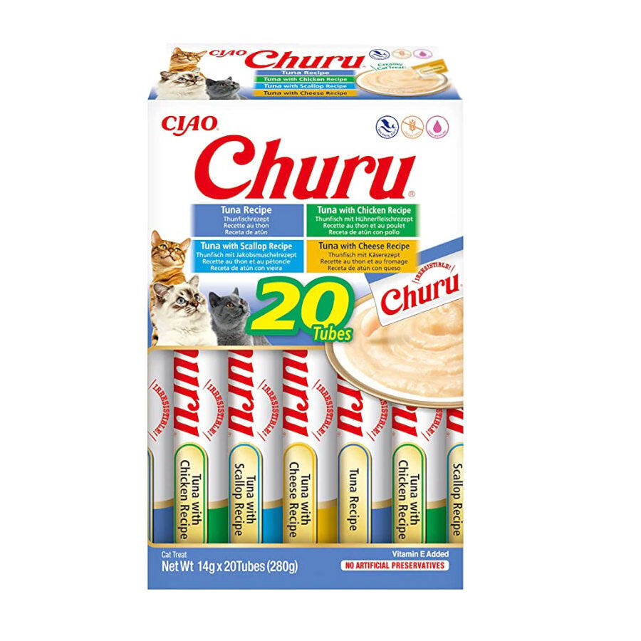 60 saquetas x 14 g Churu Variedades de Atum Snack Líquido para gatos