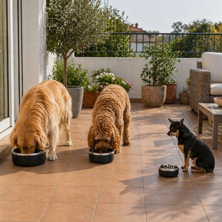 Leeby Comedouro de Parede Dupla em Aço Inoxidável para cães e gatos