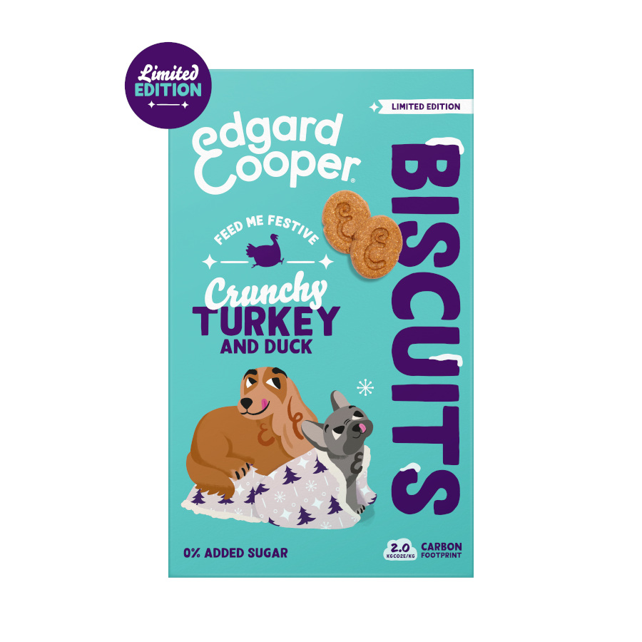 2 pacotes x 400 g Edgard & Cooper Bolachas Festivas de Peru e Pato para cães Pack poupançay