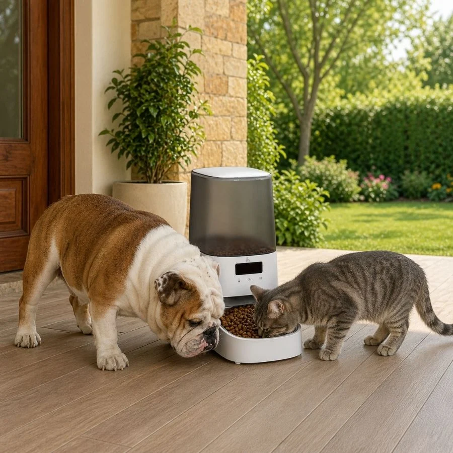 Leeby Comedouro Automático Inteligente em Aço Inoxidável para cães e gatos