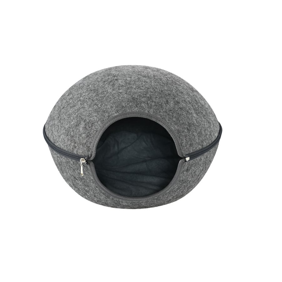Leeby Cama Caverna Feltro Cinzento para gatos