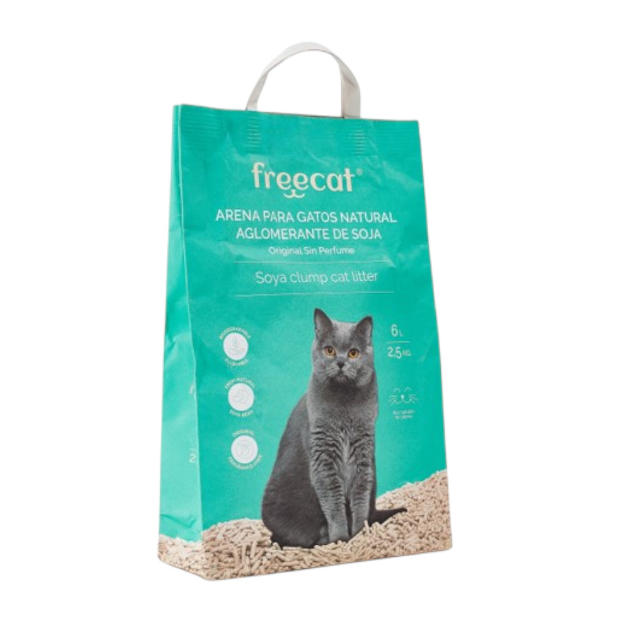 2.5 KG 6 L Freecat Arena Aglomerante Natural Soja Original para gatos