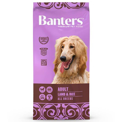 3 KG Banters Adult Large Borrego e Arroz ração para cães
