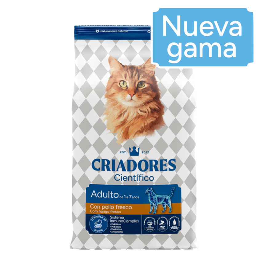 2 x 2 kg Criadores Científico Adulto Esterilizado Frango Ração para gatos Pack Poupança!