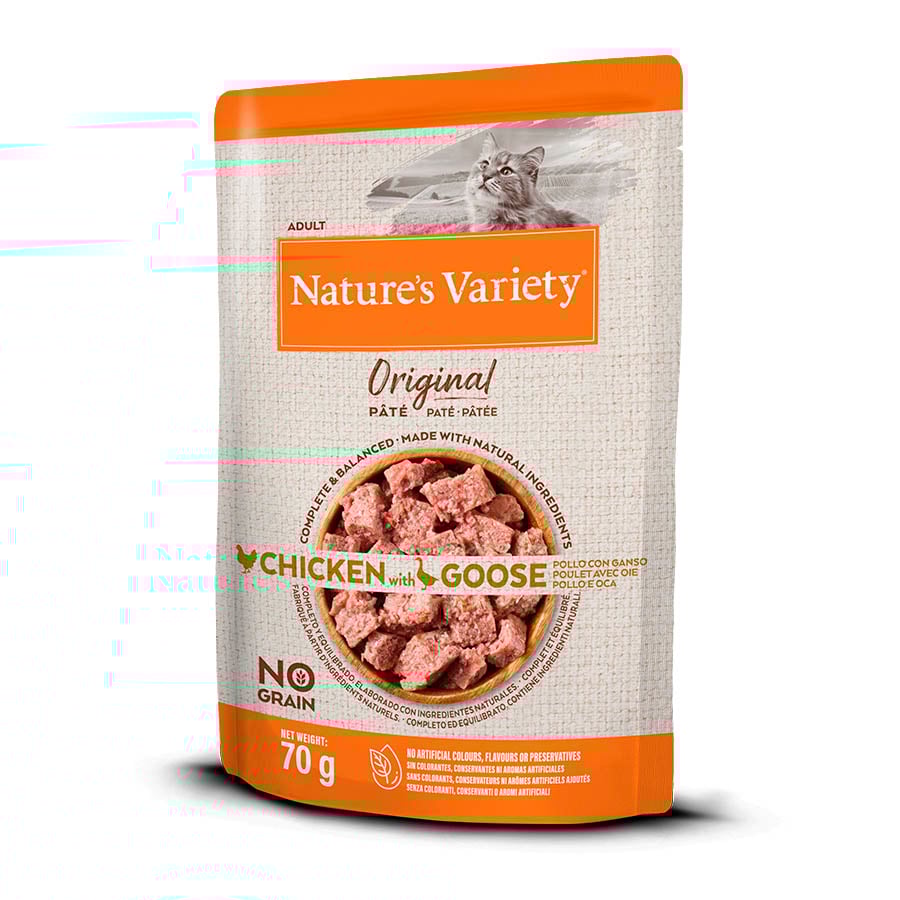70 g Nature's Variety Original Adult frango e ganso saqueta para gatos