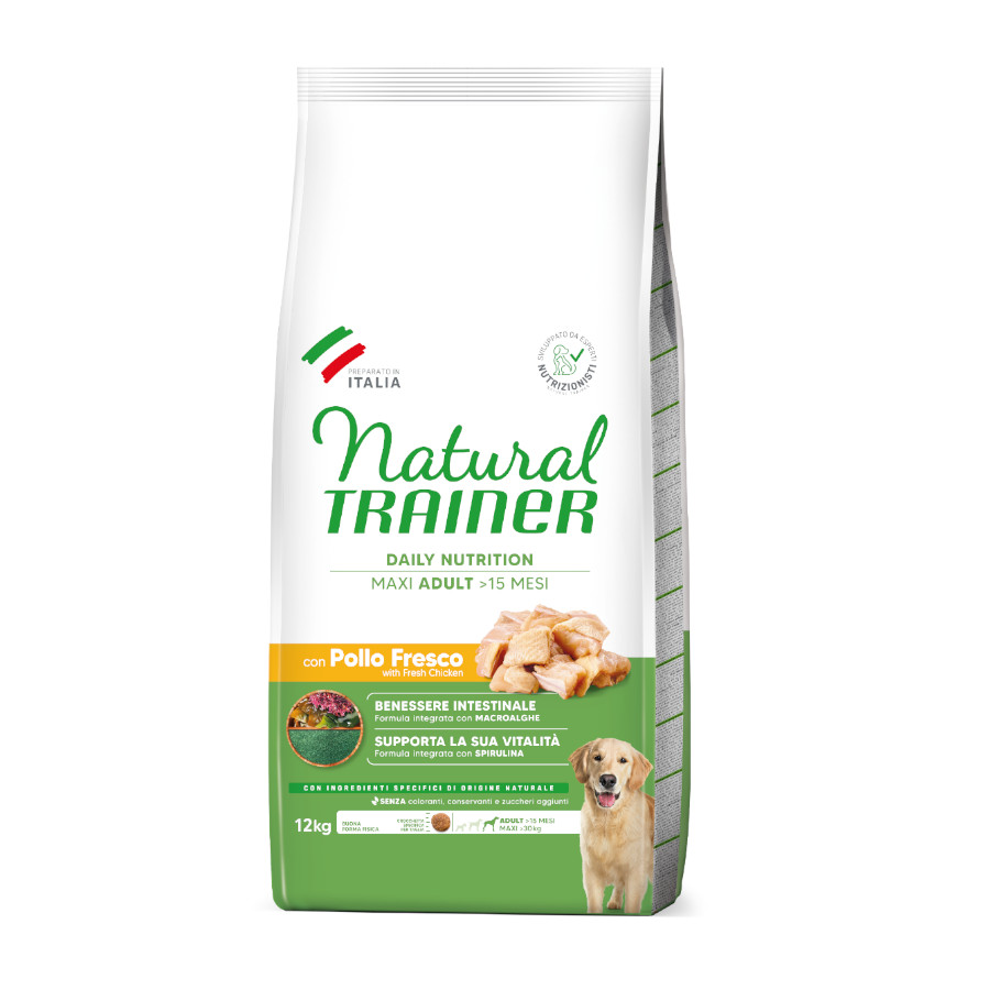 12 kg Natural Trainer Adult Maxi Frango ração para cães