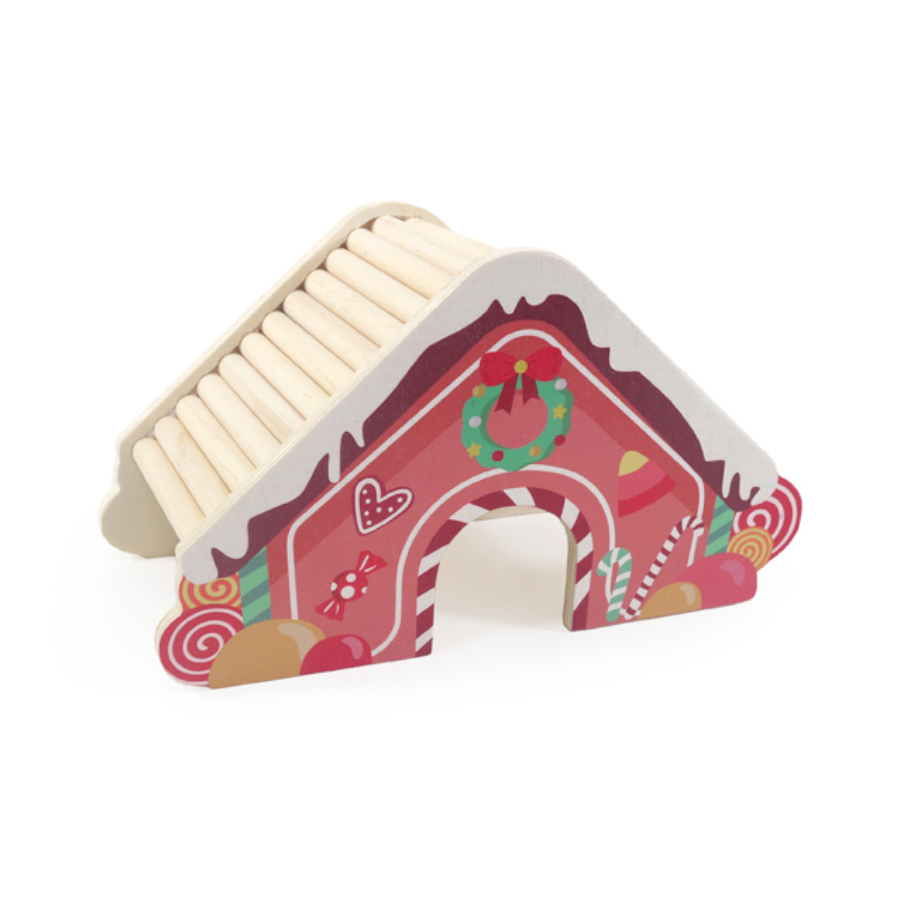 Rosewood Wooden Christmas Gingerbread House Casinha de Madeira para Roedores