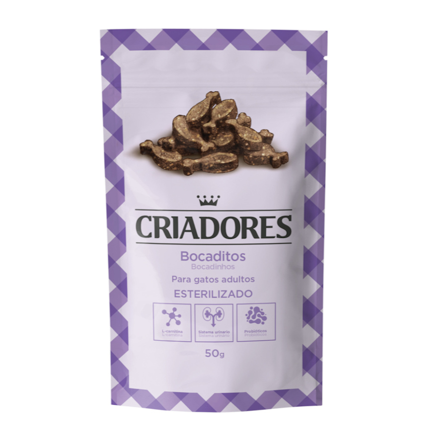 6 pacotes x 50 g Criadores Snacks de Peru para gatos esterilizados Pack poupança!
