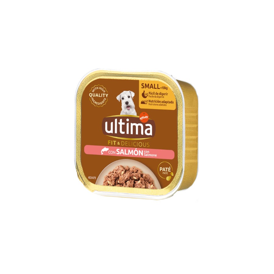 150 gr Ultima Fit & Delicious Mini Salmón en Paté Tarrina para perros