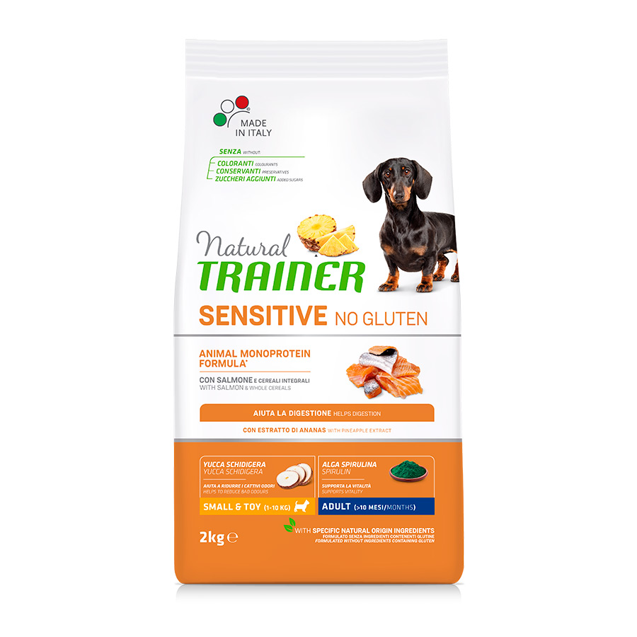 2 KG Natural Trainer Adult Mini Sensitive Salmão ração para cães