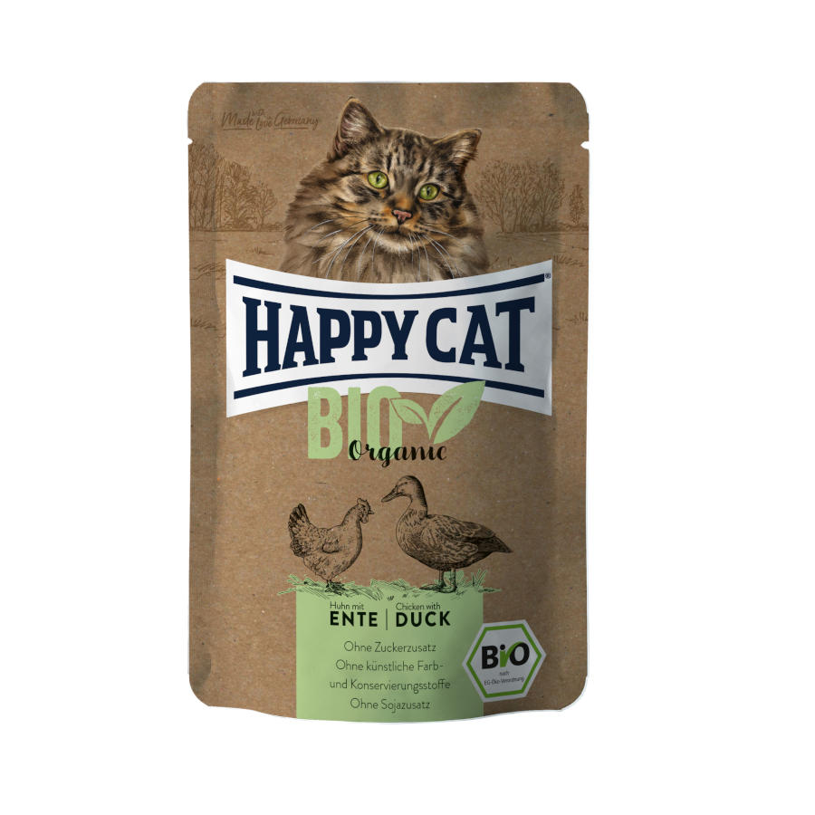 Happy Cat Bio Saqueta com frango e pato em molho para gatos, , large image number null