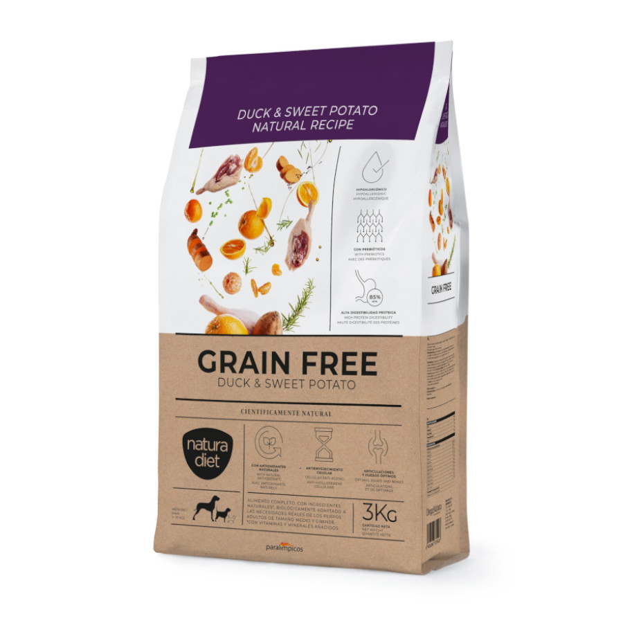 3 KG Natura Diet Grain Free Ração de Pato e Batata-doce para cães