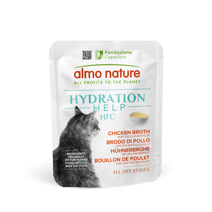 0.05 KG 50 g Almo Nature HFC Hydration Help Sachê de caldo de galinha para gatos