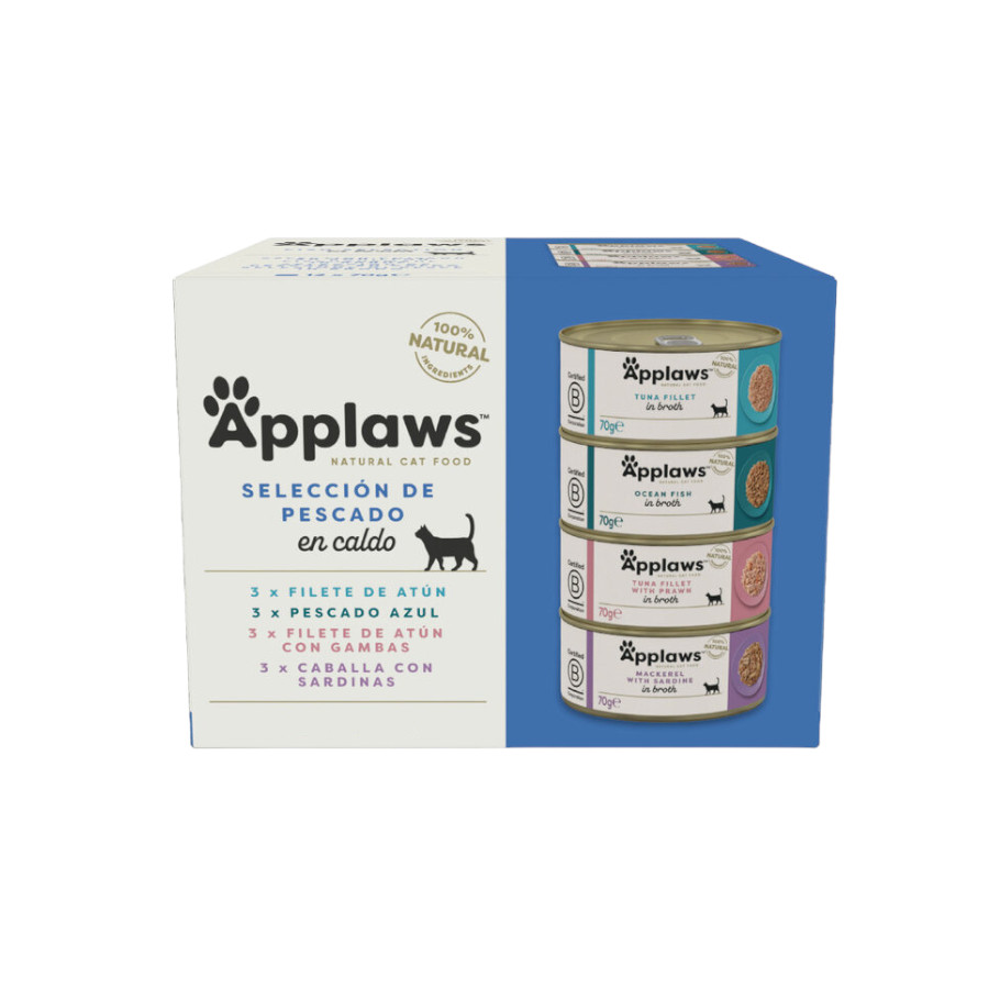 48 latas x 12 latas x 70 g Applaws Fish Collection Lata para gatos Pack poupança!