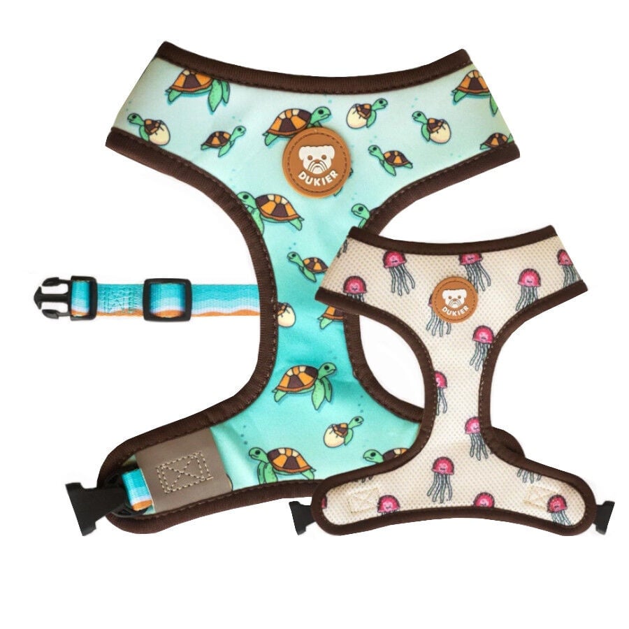 Dukier Peitoral reversível com estampado de tartaruga para cães