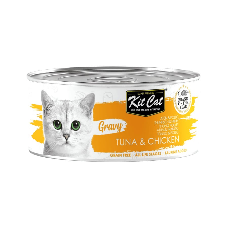 Kit Cat Comida húmida de atum e frango em lata para gatos
