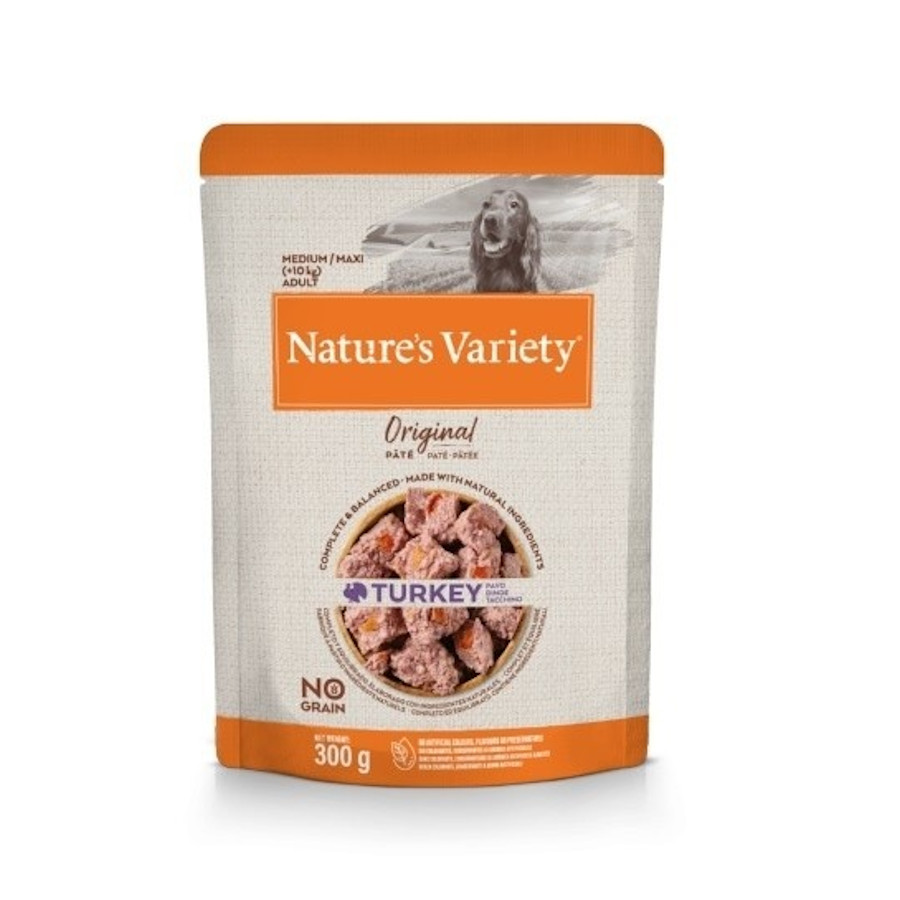 12 saquetas x 300 g Nature's Variety Original Medium/Maxi Adult peru saqueta para cães Pack poupança!