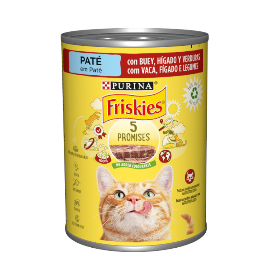 400 g Purina Friskies Adult carne de boi e fígado lata para gatos