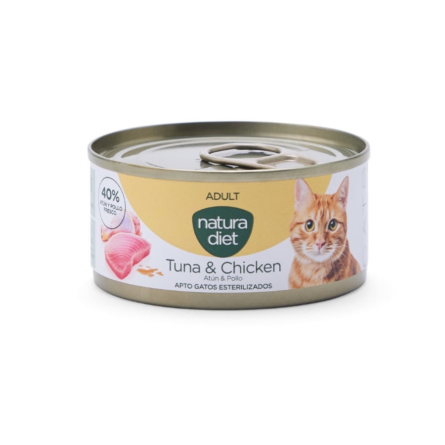 0.085 KG Natura Diet Adult Comida Húmida de Atum e Frango em Lata para gatos