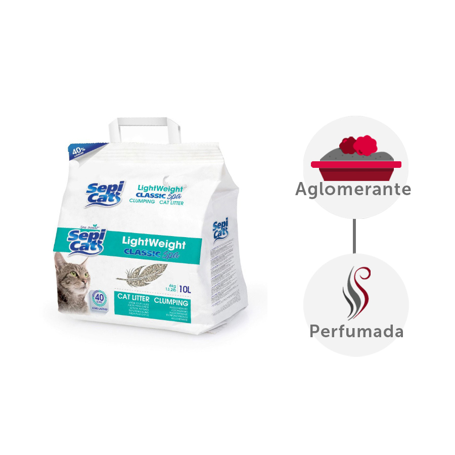 2 x 10 L Sepicat LightWeight Classic Spa Areia Aglomerante para gatos Pack poupança!