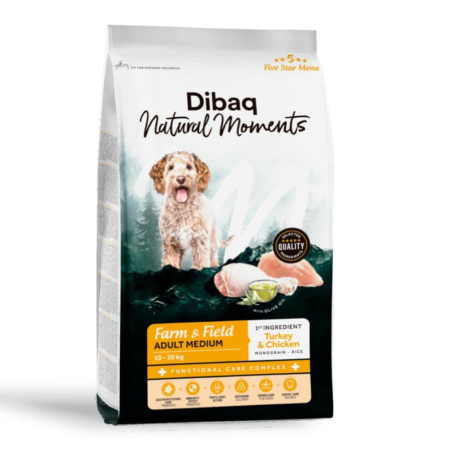 2 KG 2 kg Dibaq Natural Moments Pienso Pavo y Pollo para perro