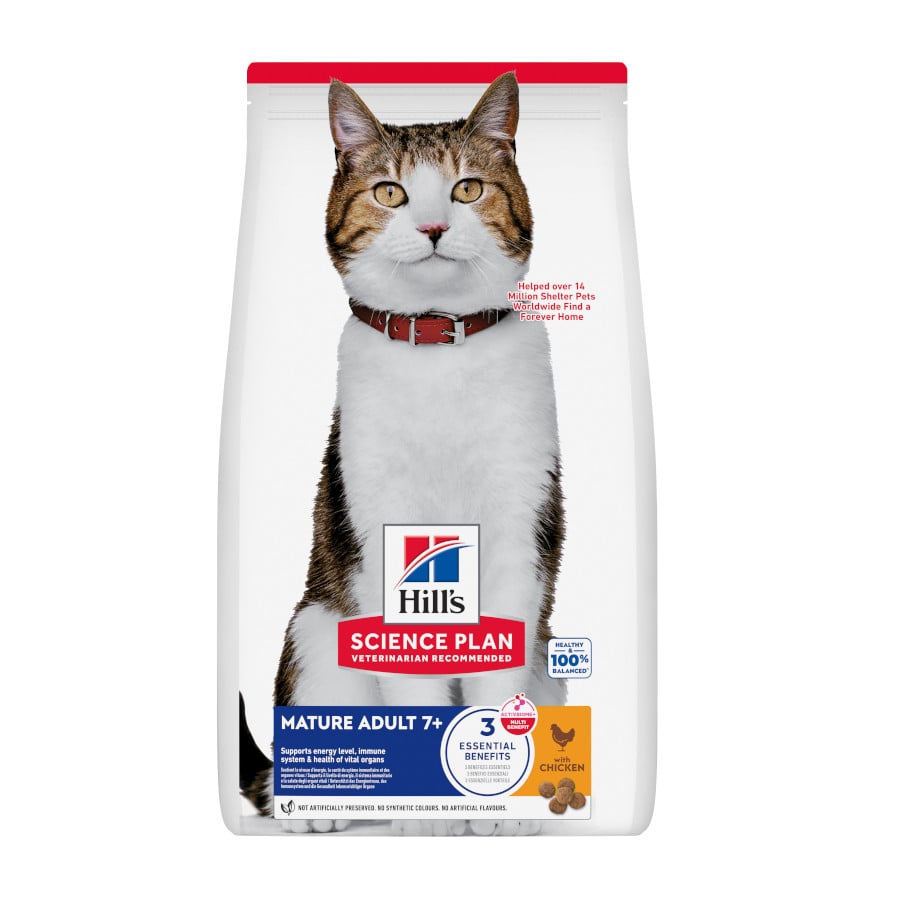 1.5 kg Hill's Mature Adult Science Plan Frango ração para gatos
