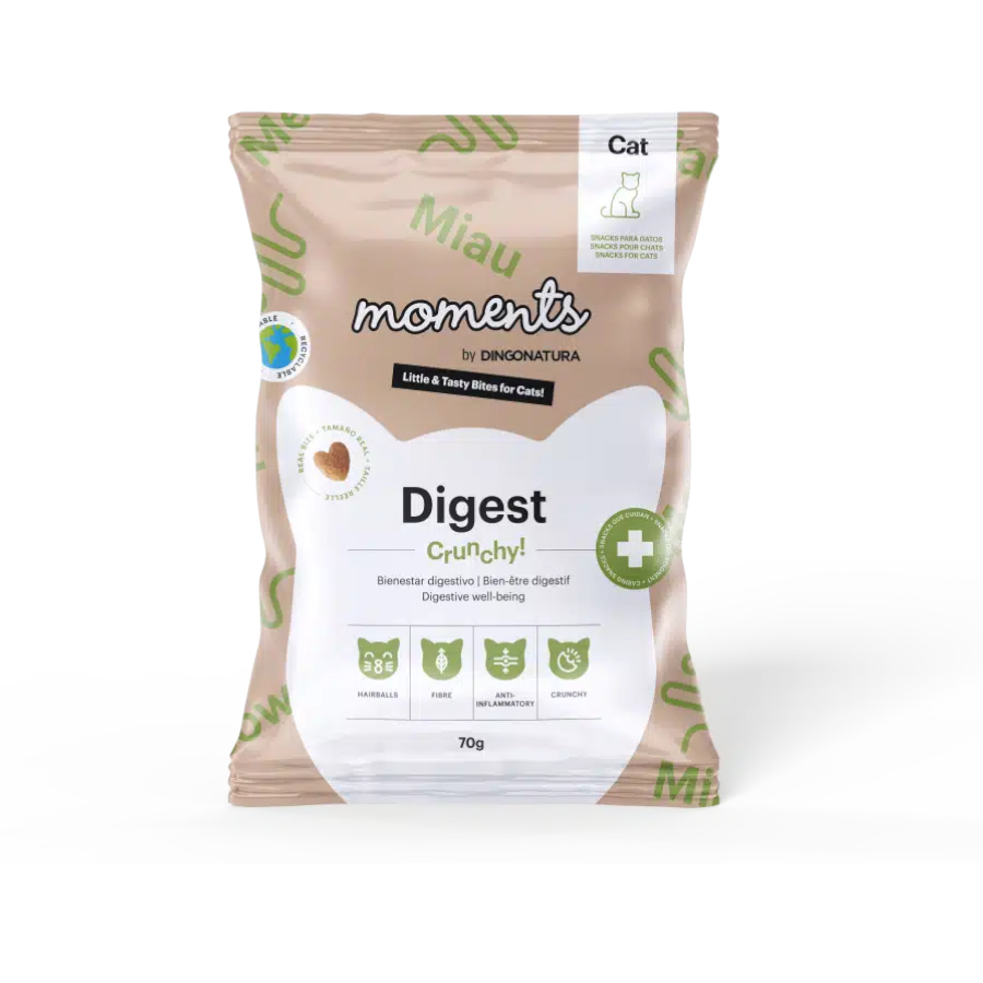 4 pacotes x 70 g Momentes Digest Crunchy Bocados para gato Pack poupança!