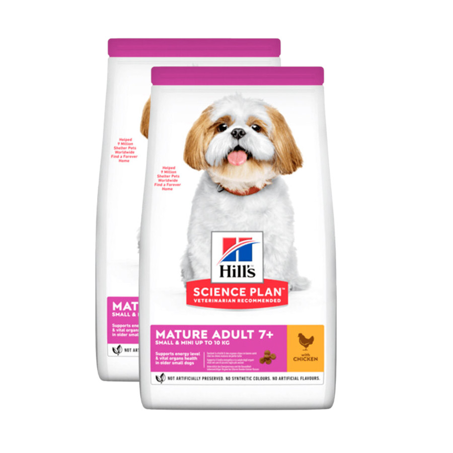 2 x 6 kg Hill's Science Plan Mature Adult Small Y Mini Frango ração para cães Pack poupança!