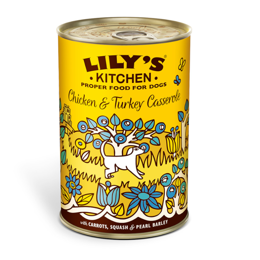 12 latas x 400 g Lilys Kitchen frango e peru lata para cães Pack poupança!