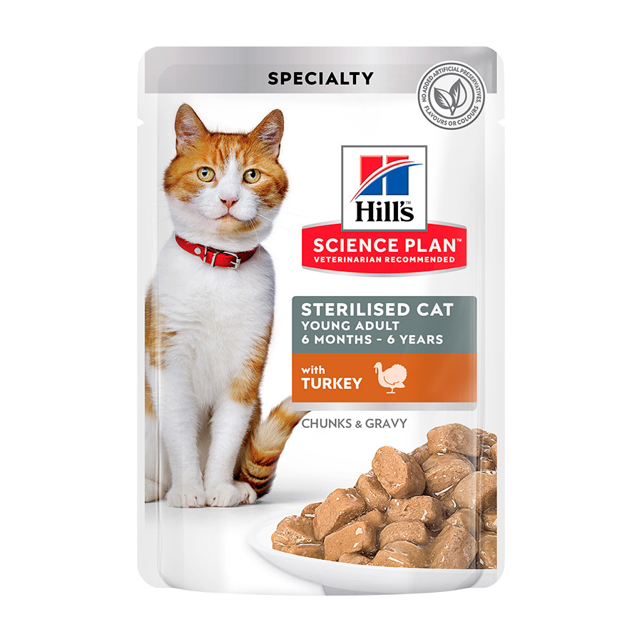 48 saquetas x 85 g Hill's Science Plan Sterilised Young Adult Peru em Molho saquetas para gatos Pack poupança!
