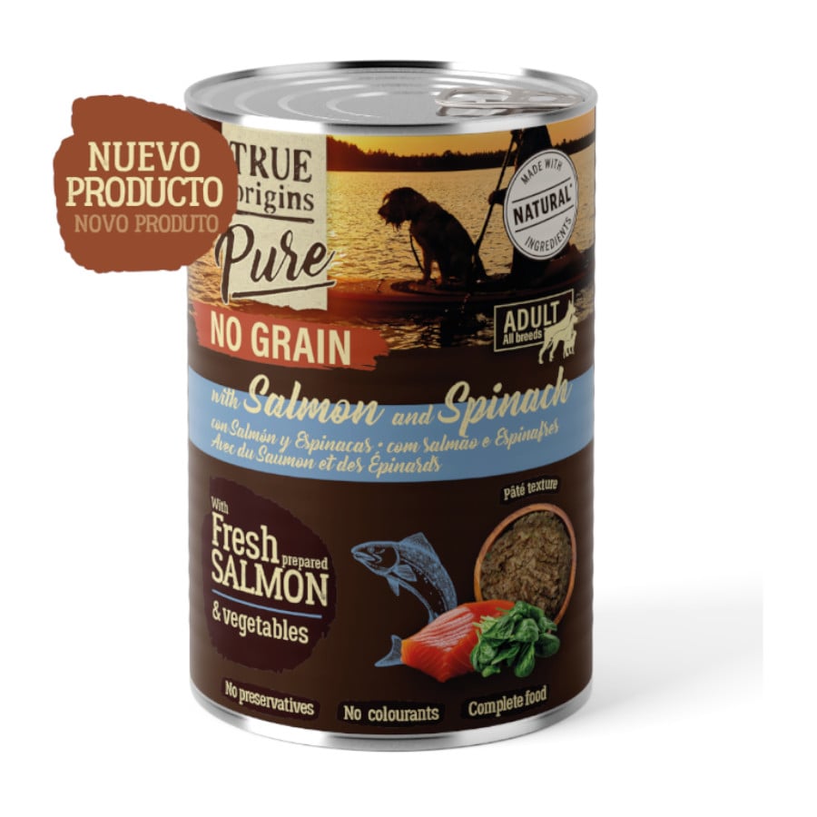24 latas x 400 g True Origins Pure Salmão lata para Cães Pack poupança!
