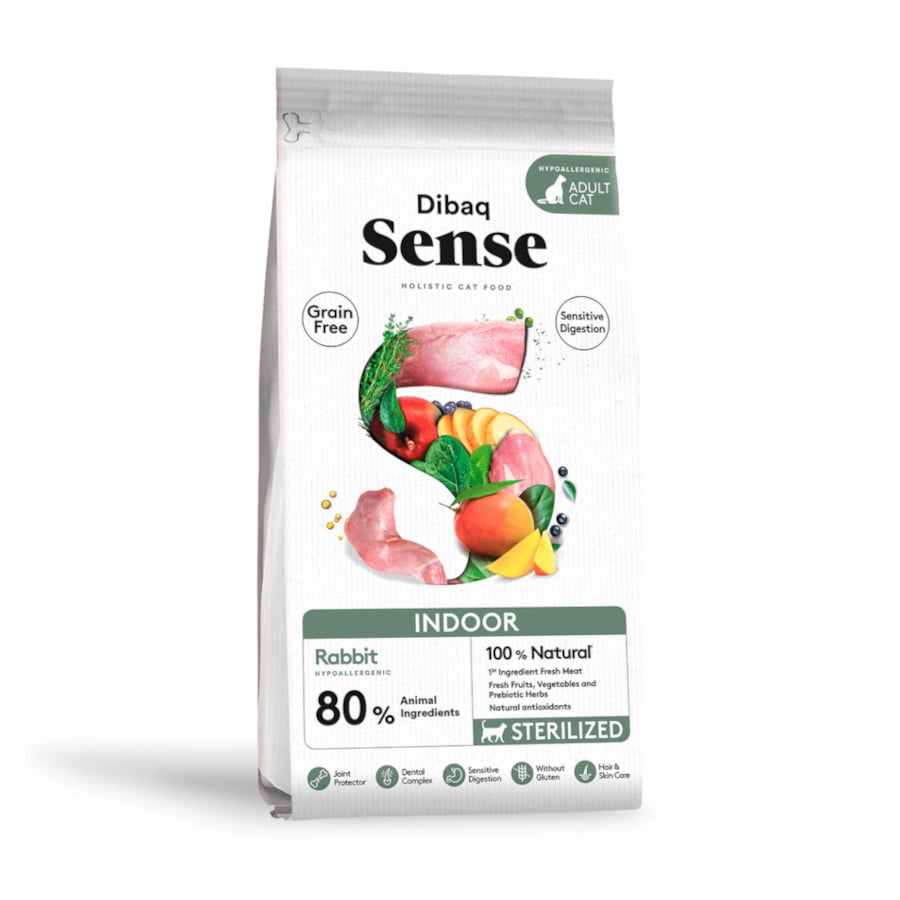 6 KG 6 kg Dibaq Sense Grain Free Indoor Sterilized Adult Coelho ração para gatos