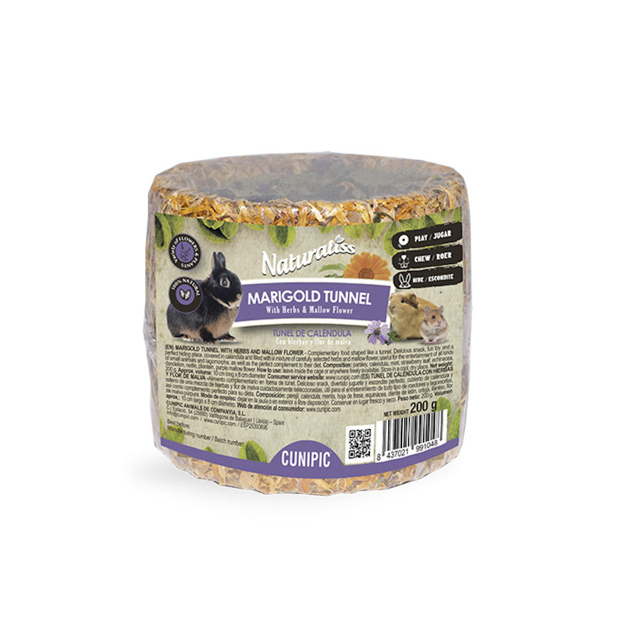 Cunipic Naturaliss Túnel de Calêndula com Ervas e Flor de Malva para roedores