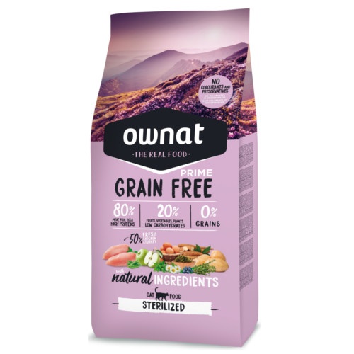 8 kg Ownat Grain Free Sterilized ração para gatos