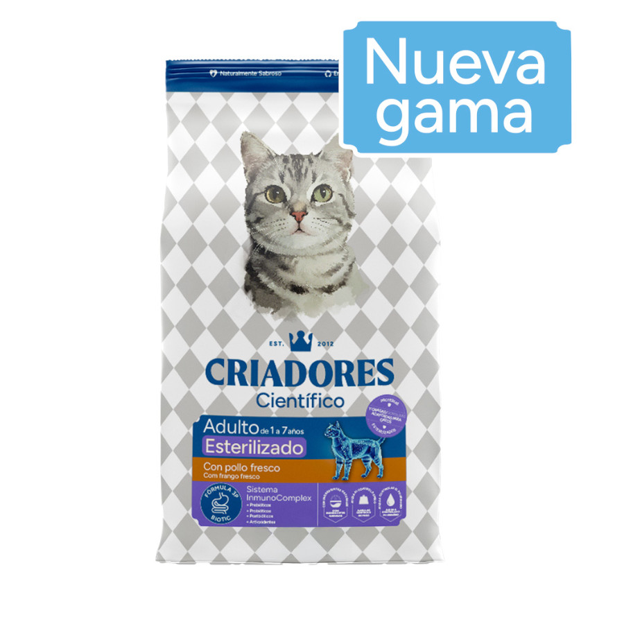 2 x 2 kg Criadores Científico Adulto Esterilizado Peixe Branco Ração para gatos Pack Poupança!