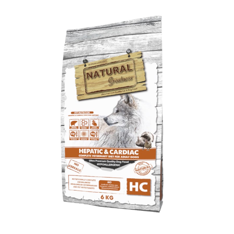 6 KG Natural Greatness Hepatic-Cardiac Ração Hipoalergénica para cães