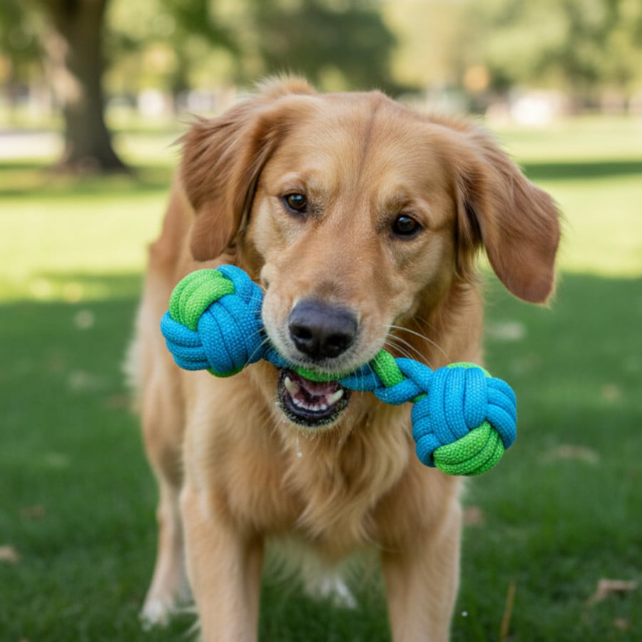 Tootoy! Pull Mordedor de corda com duas bolas para cães