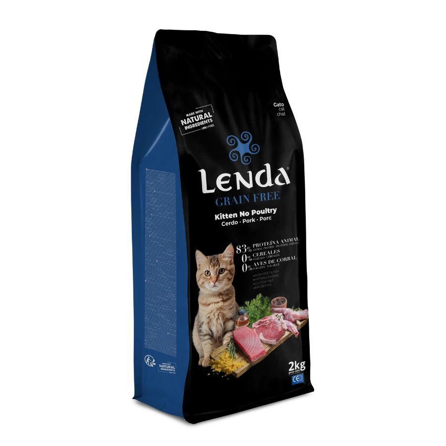 2 KG 2 Kg Lenda Grain Free Kitten Ração de Coelho, Porco e Atum para gatos