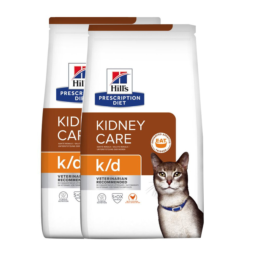 2 x 3 kg Hill's Prescription Diet Kidney Care k/d Frango ração para gatos Pack poupança!