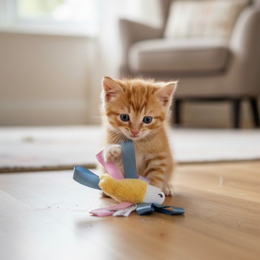 Tootoy! Kitten Peluche Peixe com laço para gatos