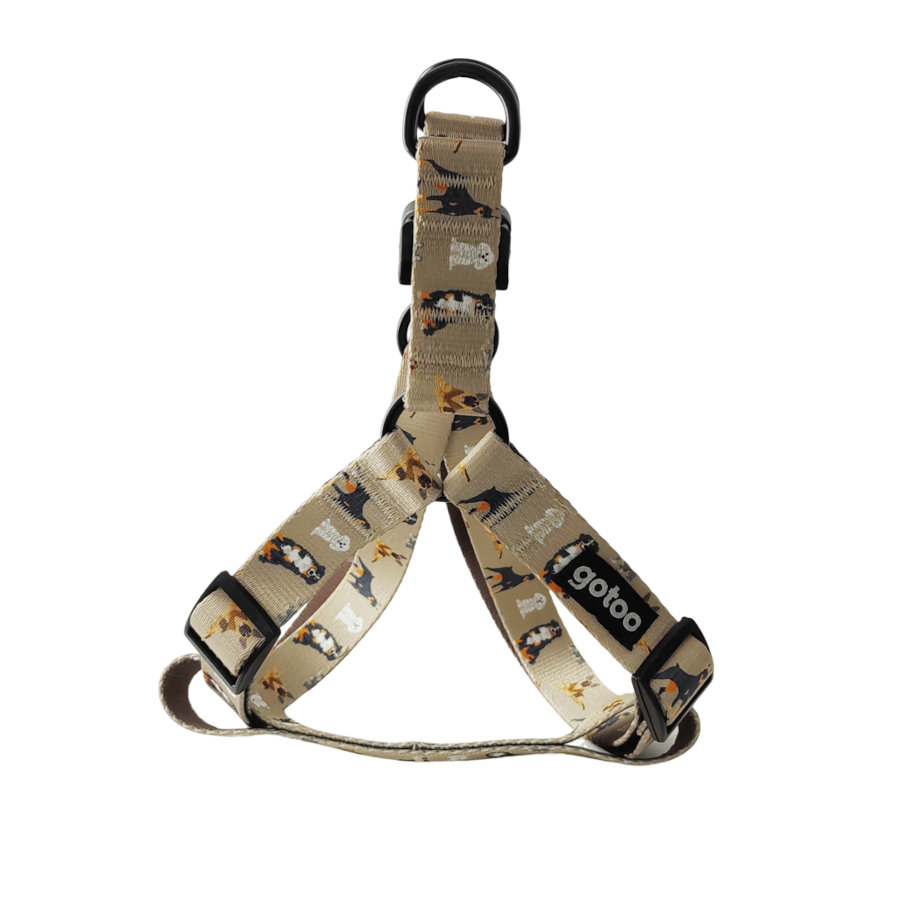 Gotoo Arnês ajustável estampado castanho para cães