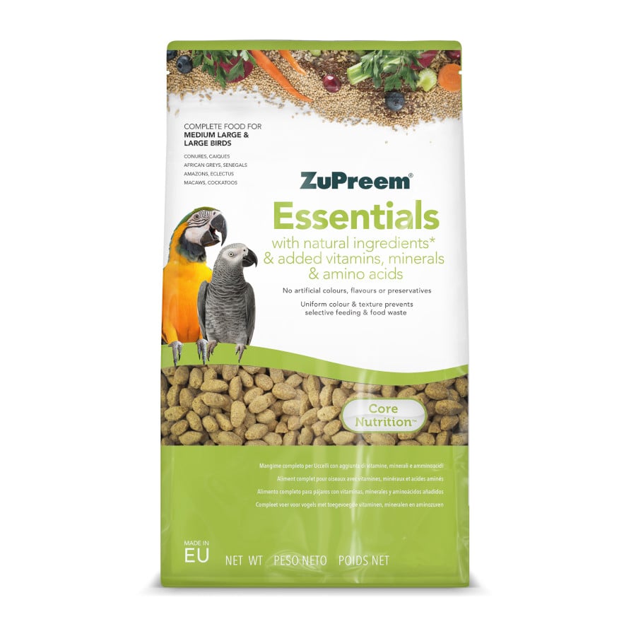 ZuPreem Essentials Ração para pássaros médios e grandes