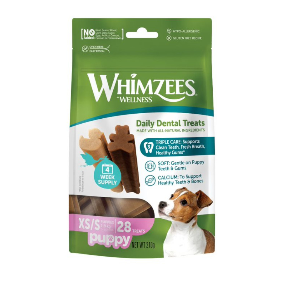 28 sticks Whimzees Puppy XS/S Snacks Dentários Naturais para cachorros